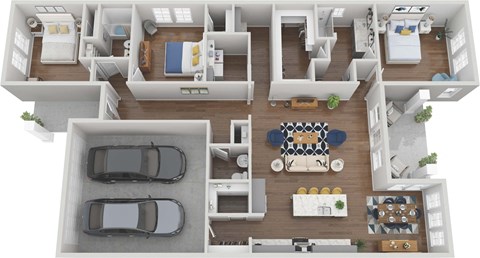 Floor plan for 3 beds, 2.5 baths, 1868 sqft
